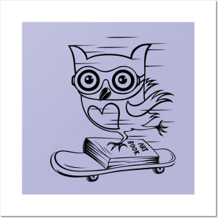 Owl With Skateboard Posters and Art